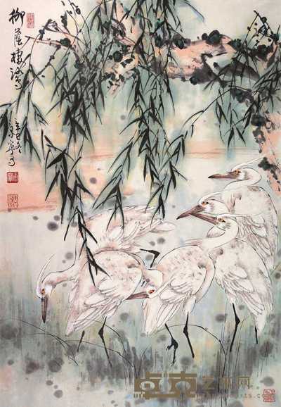 康宁 栖鹭图 带框 95×66cm
